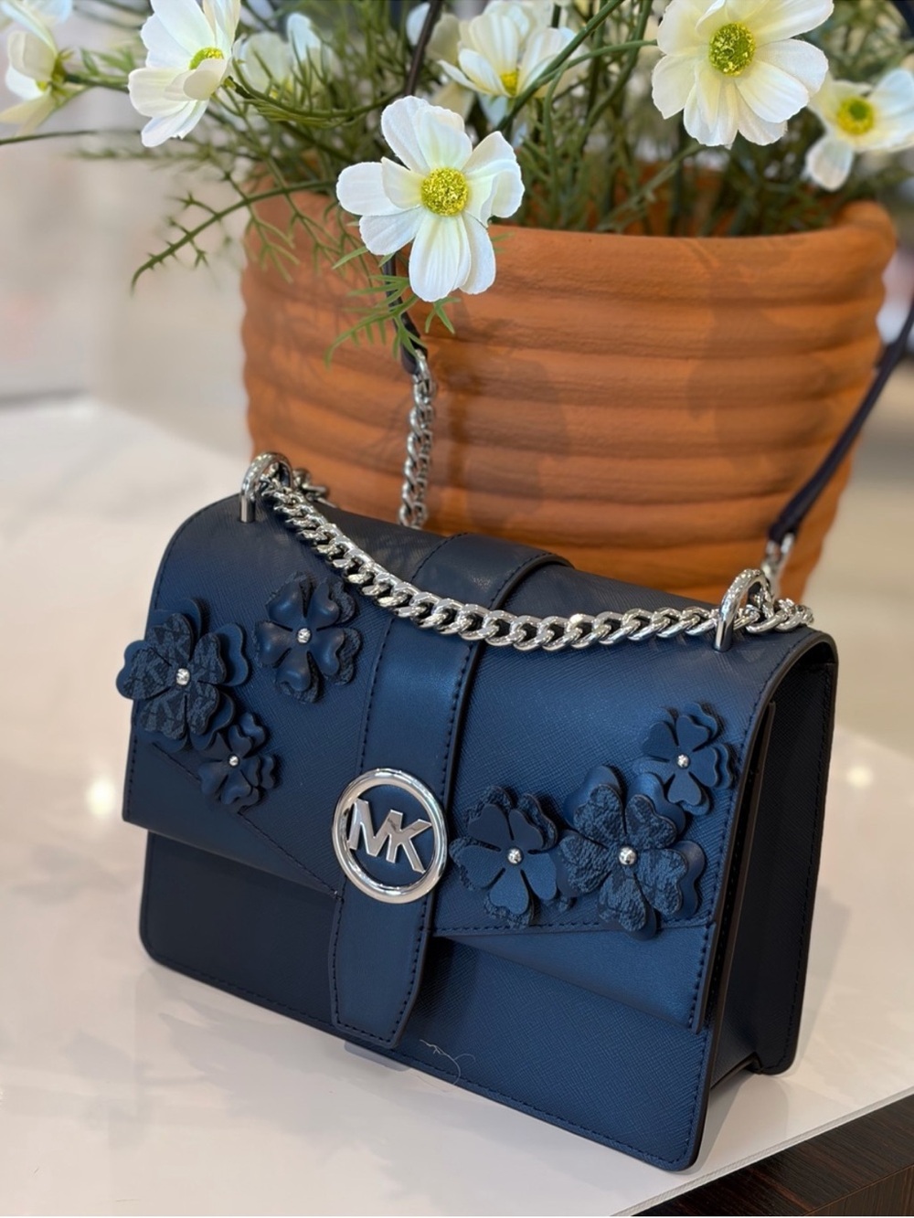 Michael Kors Greenwich Small
Floral Embellished Crossbody
Bag Navy
